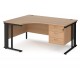 Maestro Cantilever Ergonomic Corner Desk with Fixed Pedestal